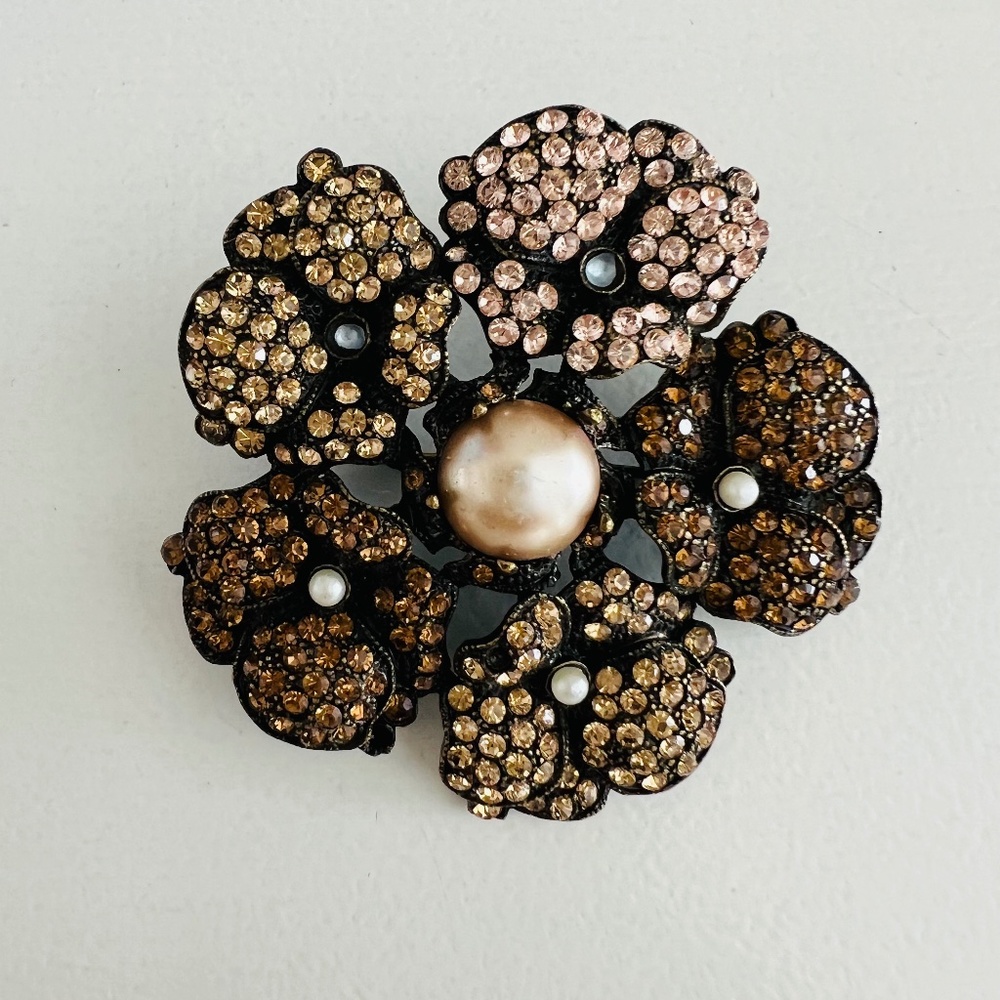 Floral Rhinestone Brooch
